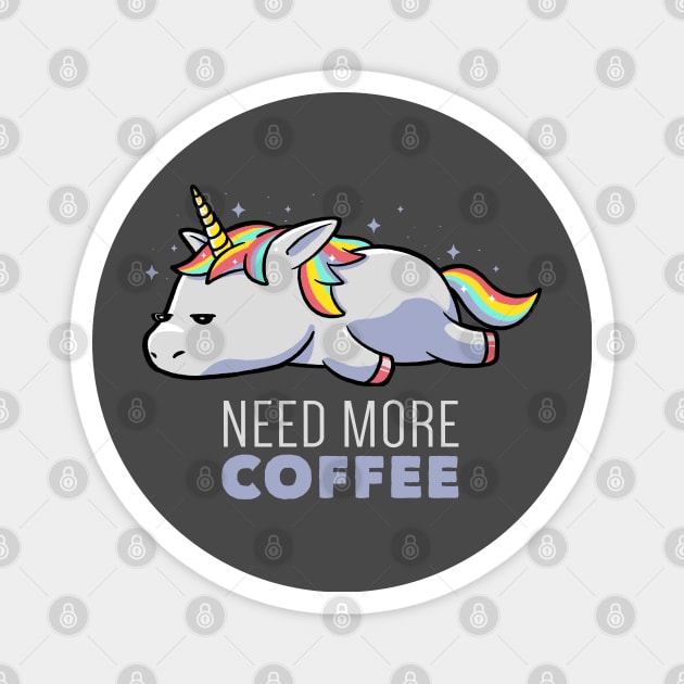 Need More Coffee Lazy Unicorn Gift Magnet by eduely